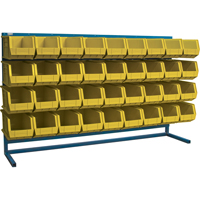 Louvered Rack with Bins, 36 Bins, 72" W x 15" D x 40" H Dufferin Supply
