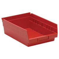 Shelf Bins, 8-3/8" W x 4" H x 11-5/8" D, Red, 30 lbs. Capacity Dufferin Supply
