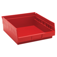 Bacs de rangement pour tablettes, 11-1/8" la x 4" H x 11-5/8" p, Rouge, Capacit&eacute; 30 lb Dufferin Supply