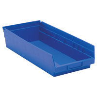 Bacs de rangement pour tablettes, 8-3/8" la x 4" H x 17-7/8" p, Bleu, Capacit&eacute; 40 lb Dufferin Supply