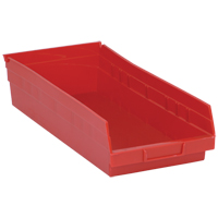 Bacs de rangement pour tablettes, 8-3/8" la x 4" H x 17-7/8" p, Rouge, Capacit&eacute; 40 lb Dufferin Supply