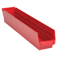 Bacs de rangement pour tablettes, 4-1/8" la x 4" H x 23-5/8" p, Rouge, Capacit&eacute; 50 lb Dufferin Supply