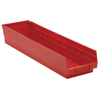 Bacs de rangement pour tablettes, 6-5/8" la x 4" H x 23-5/8" p, Rouge, Capacit&eacute; 50 lb Dufferin Supply