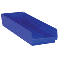 Bacs de rangement pour tablettes, 8-3/8" la x 4" H x 23-5/8" p, Bleu, Capacit&eacute; 50 lb Dufferin Supply