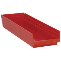 Bacs de rangement pour tablettes, 8-3/8" la x 4" H x 23-5/8" p, Rouge, Capacit&eacute; 50 lb Dufferin Supply