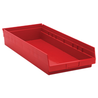 Bacs de rangement pour tablettes, 11-1/8" la x 4" H x 23-5/8" p, Rouge, Capacit&eacute; 50 lb Dufferin Supply