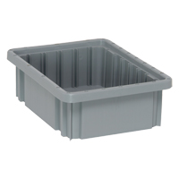 Divider Box&reg; Containers, Plastic, 10.9" W x 8.3" D x 3.5" H, Grey Dufferin Supply