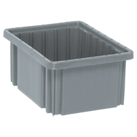 Divider Box&reg; Containers, Plastic, 10.9" W x 8.3" D x 5" H, Grey Dufferin Supply