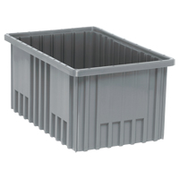 Divider Box&reg; Containers, Plastic, 16.5" W x 10.9" D x 8" H, Grey Dufferin Supply