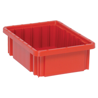 Divider Box&reg; Containers, Plastic, 10.9" W x 8.3" D x 3.5" H, Red Dufferin Supply