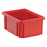 Divider Box&reg; Containers, Plastic, 10.9" W x 8.3" D x 5" H, Red Dufferin Supply