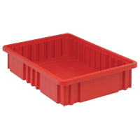 Divider Box&reg; Containers, Plastic, 16.5" W x 10.9" D x 3.5" H, Red Dufferin Supply