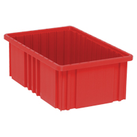 Divider Box&reg; Containers, Plastic, 16.5" W x 10.9" D x 6" H, Red Dufferin Supply