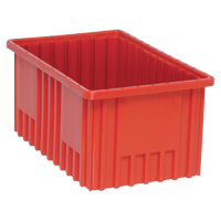 Divider Box&reg; Containers, Plastic, 16.5" W x 10.9" D x 8" H, Red Dufferin Supply