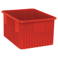 Divider Box&reg; Containers, Plastic, 22.5" W x 17.5" D x 12" H, Red Dufferin Supply