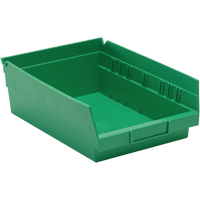 Shelf Bins, 8-3/8" W x 4" H x 11-5/8" D, Green, 30 lbs. Capacity Dufferin Supply