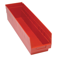 Store More Plastic Shelf Bins, 6-5/8" W x 6" H x 23-5/8" D, Red, 90 lbs. Capacity Dufferin Supply