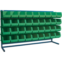 Louvered Rack with Bins, 36 Bins, 72" W x 15" D x 40" H Dufferin Supply
