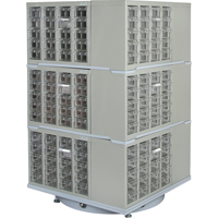 Armoire industrielle robuste avec carrousel &agrave; tiroirs, Acier, 240 tiroirs, 27" la x 27" p x 48" h, Gris Dufferin Supply