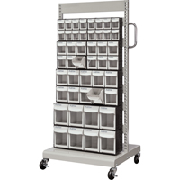 Mobile Tilt Bin Rack, Single-sided, 46 bins, 26-1/4" W x 22" D x 57-1/2" H Dufferin Supply