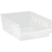 Bacs de rangement pour tablettes, 8-3/8" la x 4" H x 11-5/8" p, Transparent, Capacit&eacute; 30 lb Dufferin Supply