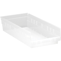Bacs de rangement pour tablettes, 8-3/8" la x 4" H x 17-7/8" p, Transparent, Capacit&eacute; 40 lb Dufferin Supply