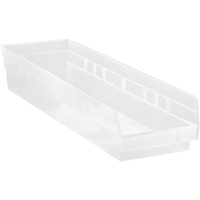 Bacs de rangement pour tablettes, 6-5/8" la x 4" H x 23-5/8" p, Transparent, Capacit&eacute; 50 lb Dufferin Supply