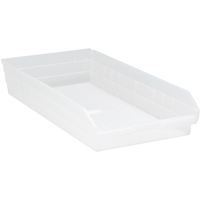 Bacs de rangement pour tablettes, 11-1/8" la x 4" H x 23-5/8" p, Transparent, Capacit&eacute; 50 lb Dufferin Supply