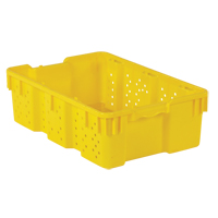 Agricultural Plastic Stack-N-Nest Container, 16" x 23.9" x 7.3", Yellow Dufferin Supply