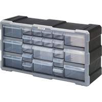 Drawer Cabinet, Plastic, 22 Drawers, 19-1/2" x 6-1/4" x 10", Black Dufferin Supply