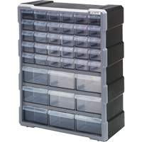 Drawer Cabinet, Plastic, 39 Drawers, 15" x 6-1/4" x 18-3/4", Black Dufferin Supply