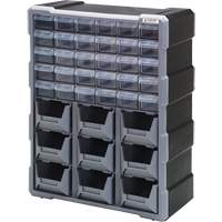 Drawer Cabinet, Plastic, 39 Drawers, 15" x 6-1/4" x 18-3/4", Black Dufferin Supply