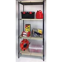 Wire Shelving Unit with Plastic Shelves, Wire Frame with Plastic Shelves, Boltless, 600 lbs. Capacity, 30" W x 72" H x 18" D Dufferin Supply