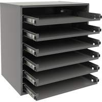 Small Bearing Slide Rack, Steel, 6 Slots, 15-9/16" W x 11-7/8" D x 16-3/8" H, Grey Dufferin Supply
