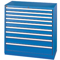 Drawer Cabinets, 9 Drawers, 40-1/4" W x 22-1/2" D x 41-3/4" H, Bright blue Dufferin Supply