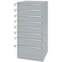 Drawer Cabinets, 8 Drawers, 28-1/4" W x 28-1/2" D x 59-1/2" H, Grey Dufferin Supply