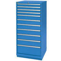 Drawer Cabinets, 11 Drawers, 28-1/4" W x 28-1/2" D x 59-1/2" H, Bright blue Dufferin Supply