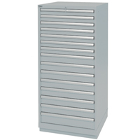 Drawer Cabinets, 15 Drawers, 28-1/4" W x 28-1/2" D x 59-1/2" H, Grey Dufferin Supply