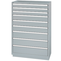 Drawer Cabinets, 9 Drawers, 40-1/4" W x 22-1/2" D x 59-1/2" H, Grey Dufferin Supply