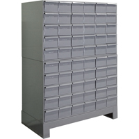 Industrial Drawer Cabinets With Base, 60 Drawers, 34-1/8" W x 12-1/4" D x 48-1/8" H, Grey Dufferin Supply
