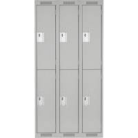 Clean Line Lockers, 2 -tier, Bank of 3, 36" x 18" x 72", Steel, Grey, Rivet (Assembled) Dufferin Supply