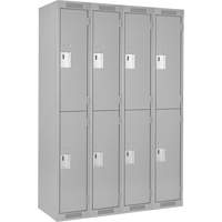 Clean Line Lockers, 2 -tier, Bank of 4, 48" x 18" x 72", Steel, Grey, Rivet (Assembled) Dufferin Supply