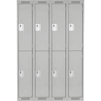 Clean Line Lockers, 2 -tier, Bank of 4, 48" x 18" x 72", Steel, Grey, Rivet (Assembled) Dufferin Supply