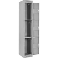Clean Line Lockers, 3 -tier, Bank of 4, 48" x 18" x 72", Steel, Grey, Rivet (Assembled) Dufferin Supply