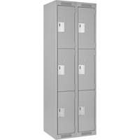 Clean Line Lockers, 3 -tier, Bank of 2, 24" x 18" x 72", Steel, Grey, Rivet (Assembled) Dufferin Supply