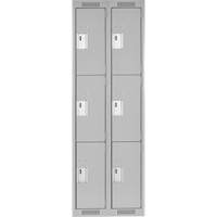 Clean Line Lockers, 3 -tier, Bank of 2, 24" x 18" x 72", Steel, Grey, Rivet (Assembled) Dufferin Supply