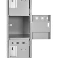 Clean Line Lockerette, 6 -tier, Bank of 4, 48" x 18" x 82", Steel, Charcoal, Rivet (Assembled) Dufferin Supply