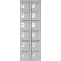 Clean Line Lockerettes, 6 -tier, Bank of 2, 24" x 18" x 72", Steel, Grey, Rivet (Assembled) Dufferin Supply