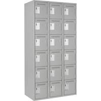 Clean Line Lockerettes, 6 -tier, Bank of 3, 36" x 18" x 72", Steel, Grey, Rivet (Assembled) Dufferin Supply