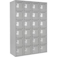 Clean Line Lockerettes, 6 -tier, Bank of 4, 48" x 18" x 72", Steel, Grey, Rivet (Assembled) Dufferin Supply